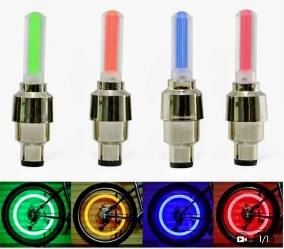 Motion Activated Glow Tire Valve Caps Pack of 2 LED Rubber Bicycle Accessory For Bike, Car and Motorcycle Wheels