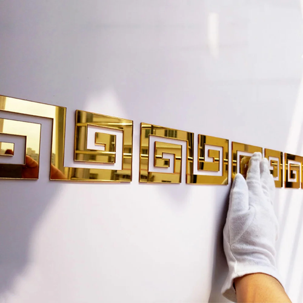 10pcs self adhesive 3D Acrylic Wall Mirror Sticker for home Office Edge