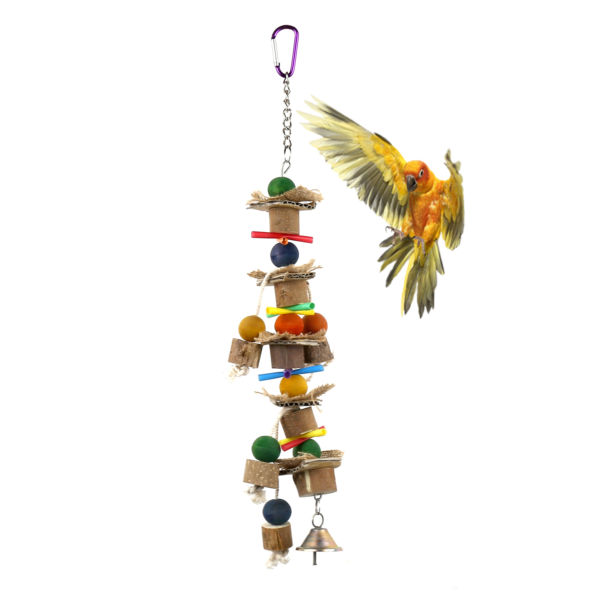 Parrot Chew Toys, Bird Parrot Hanging Bite Wooden Blocks Cage Fun - Main Image