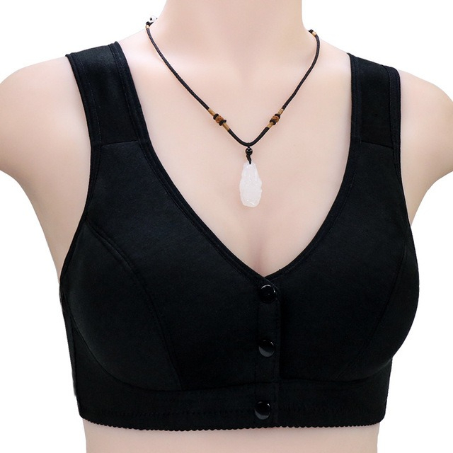 3 Button Front Opening Cotton Maternity Nursing Bra Breast Feeding Non Padded Cotton Material Wireless Front Closure Bra - Random Color