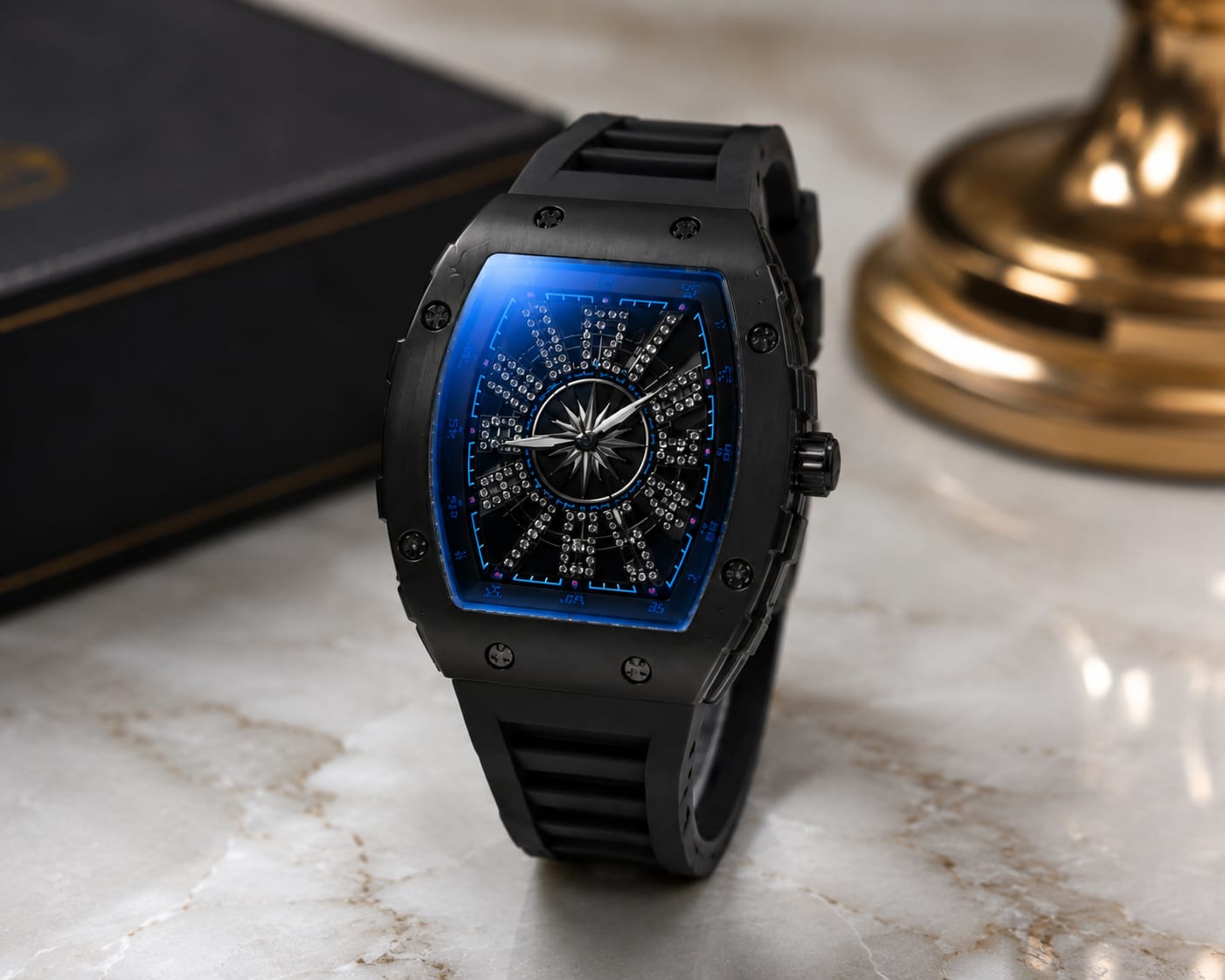 New Men's Watch Good Looking Style Rubber belt and metal dial watch Reasonable Price With normal box free