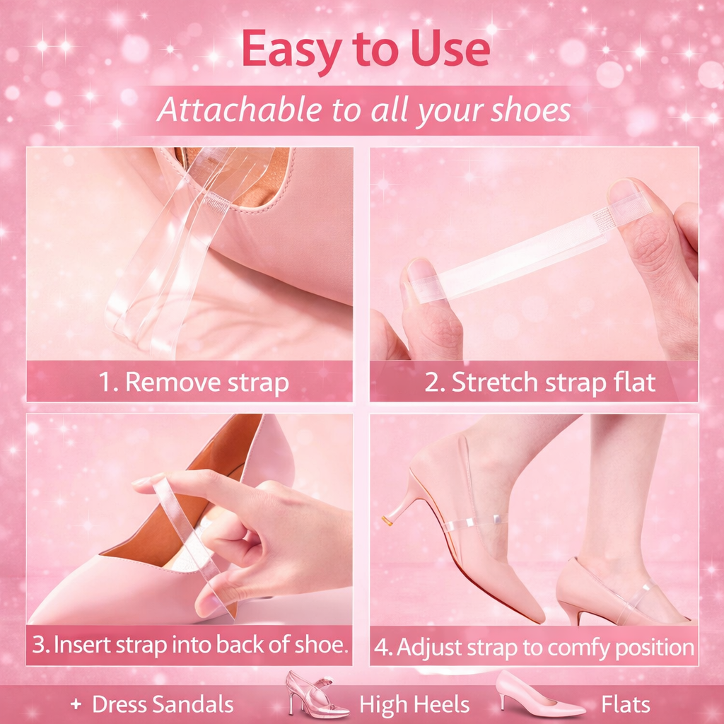 Transparent Invisible Lace Women's High-heeled Anti-dropping Artifact Strap Fixed Shoes Anti-heel-dropping Unbuckled Shoes