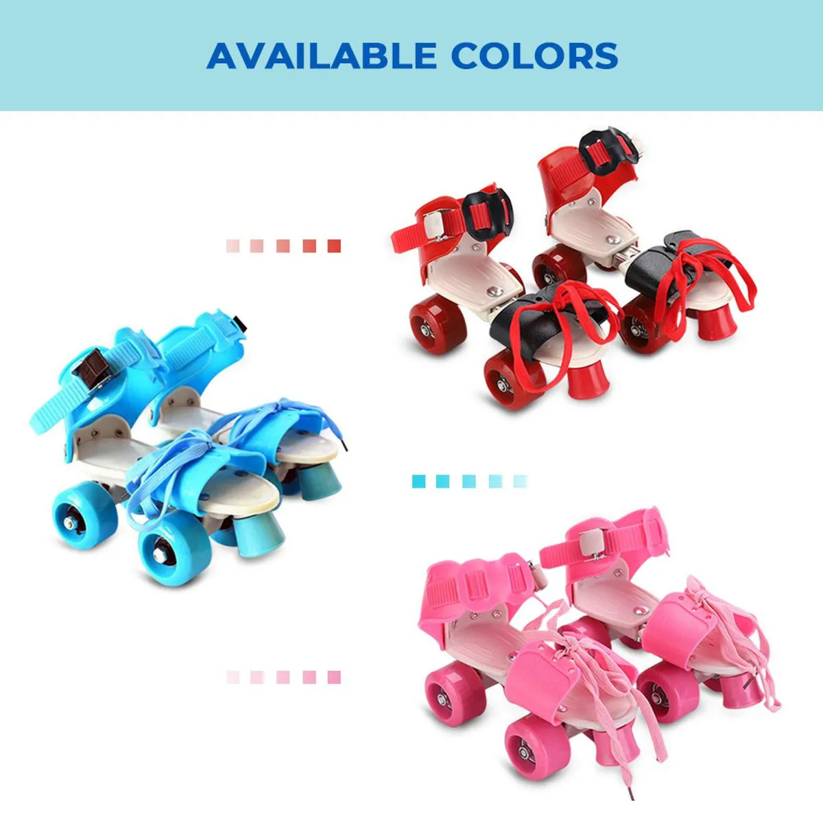 Adjustable Quad Speed Roller Skates Double Row Wheel Shoes - (Multicolurs)