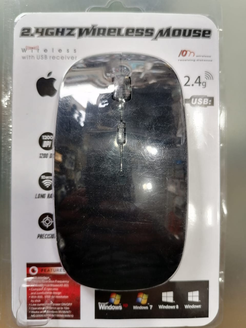 Macaron Optical Wireless Optical Mouse 2.4-Ghz With Nano Receiver - Black