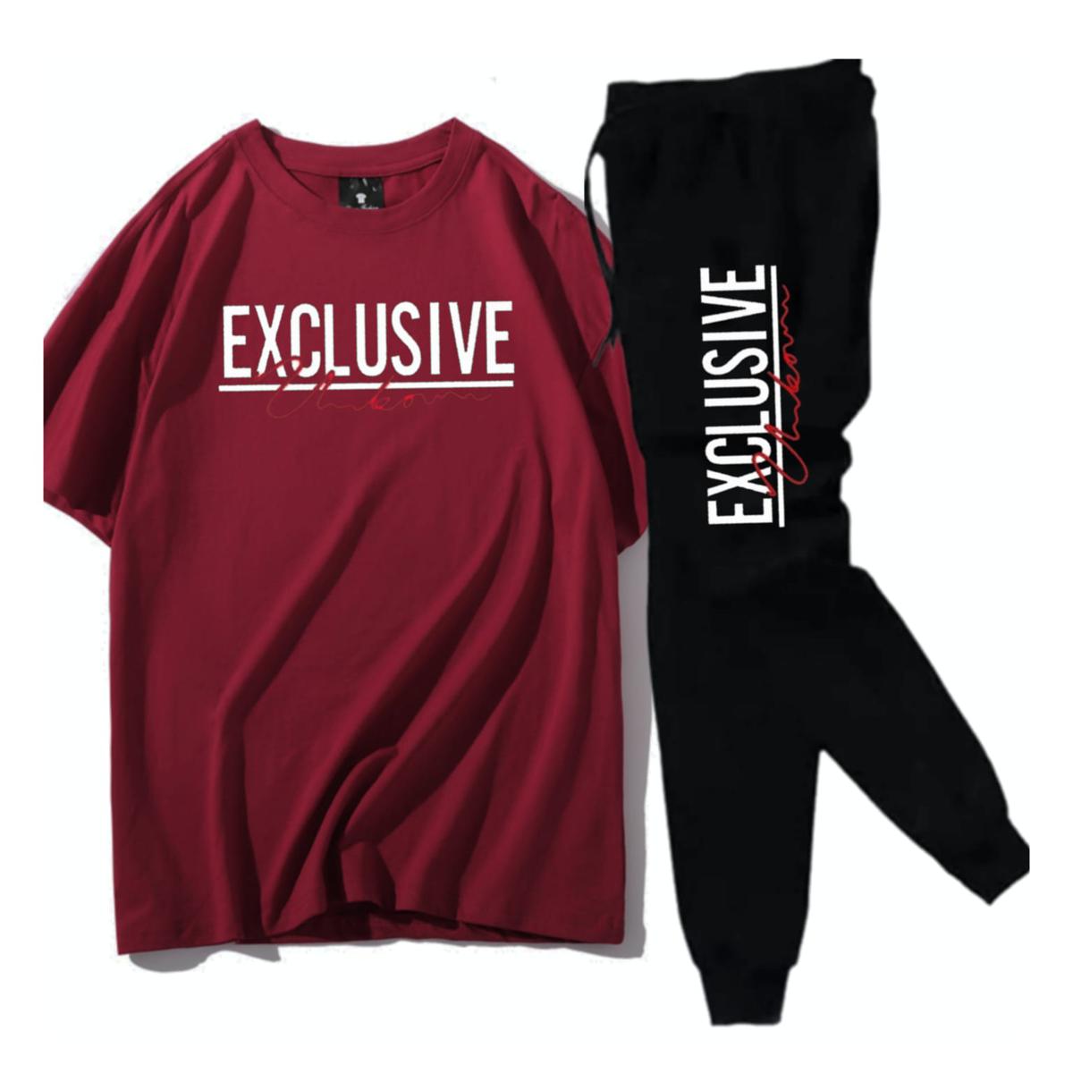 Maroon Trendy Printed tracksuit for men
