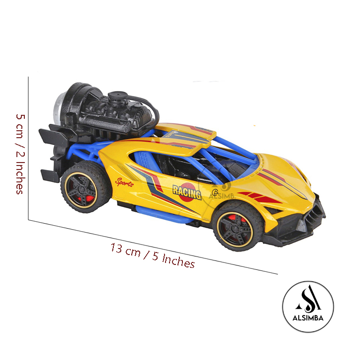 Super Speed Racing Rock Monster Smoke Spray Function Pull Back Diecast Metal Model Car For Kids Size 5 Inches