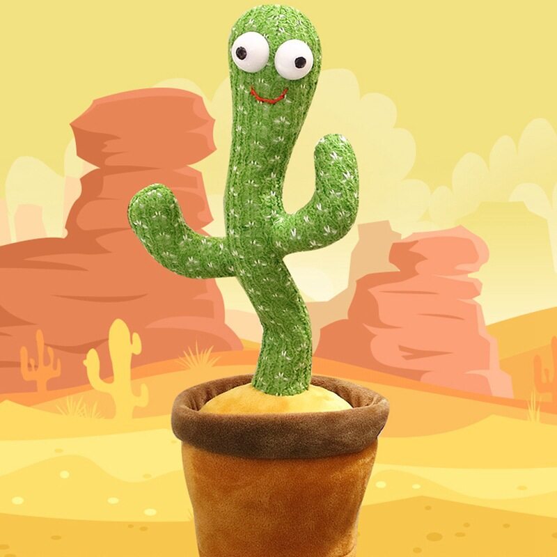 Dancing Cactus Talking Toy, Wriggle Singing Cactus Repeats What You Say, Soft Plush Talking Toy Electric Speaking Cactus Baby Toys Funny Creative Kids Toy Home Decorative and Children Playing