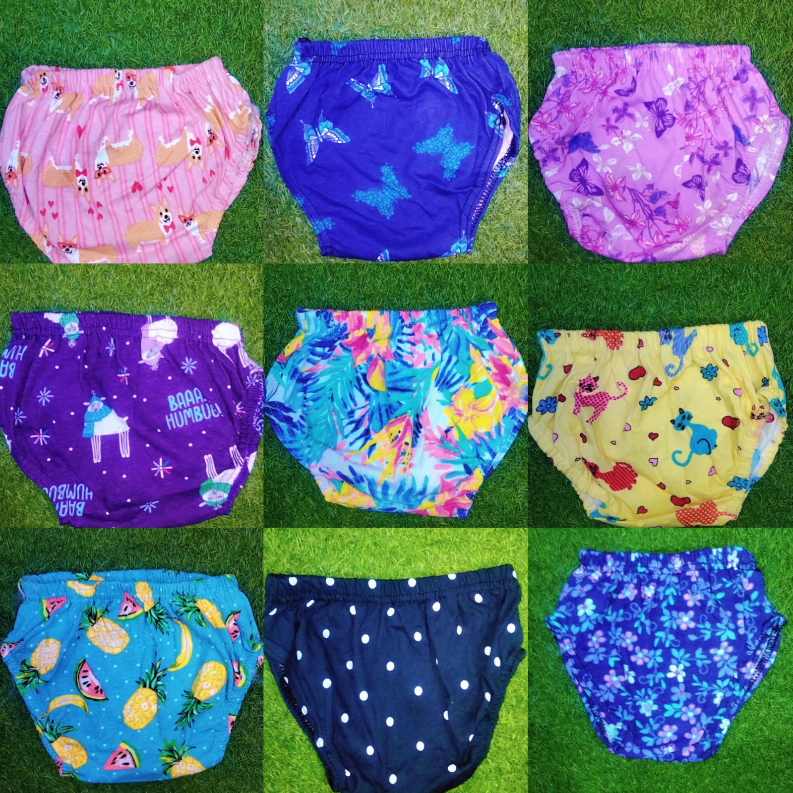 Pack of 12 -  Soft cotton baby Panties. chadi in multi colours with Fine Quality