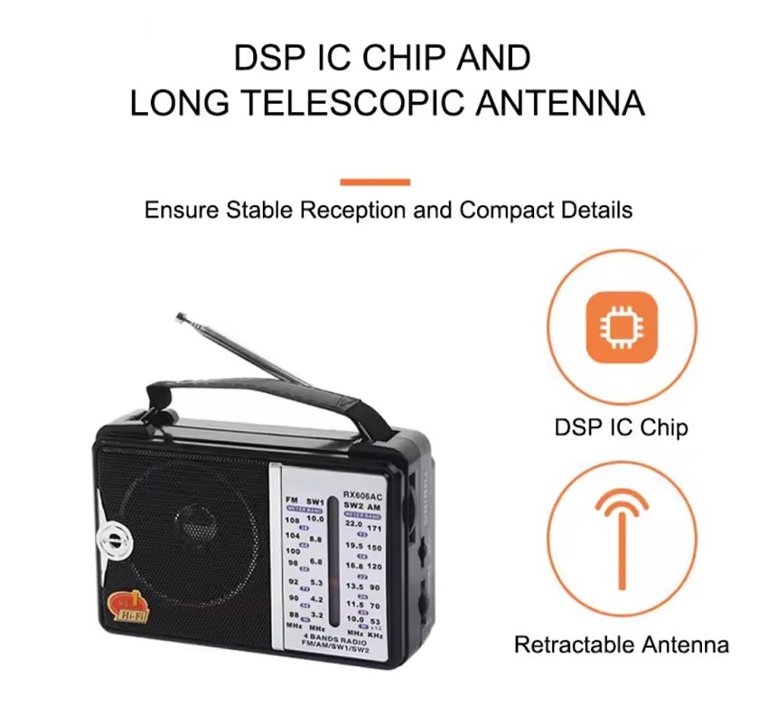 Portable FM/TV/AM/SW1/SW2 4 BAND High Sensitivity Radio