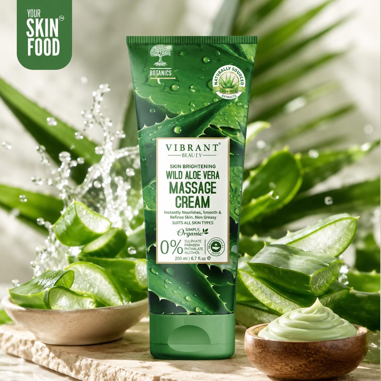 Vibrant Beauty Wild Aloe Vera Massage Cream | Moisturising Skin Care | 200ml
