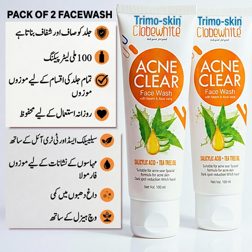 Pack of 2 Acne Clear Facewash, Anti Acne Face Wash, Pimple Control Cleanser, Oily Skin Facewash, Pack Of 2 Face Wash, Acne Treatment Facewash, Daily Acne Cleanser