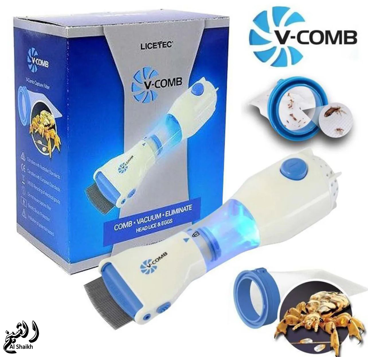 V Comb Electronic Head Lice Removal Machine | Rechargeable Anti Lice Electric Comb with Steel Filter | Safe & Chemical-Free Lice & Nits Remover for Kids & Adults | Includes 2/4/6 Filters | Gentle Vacuum Lice Treatment Tool
