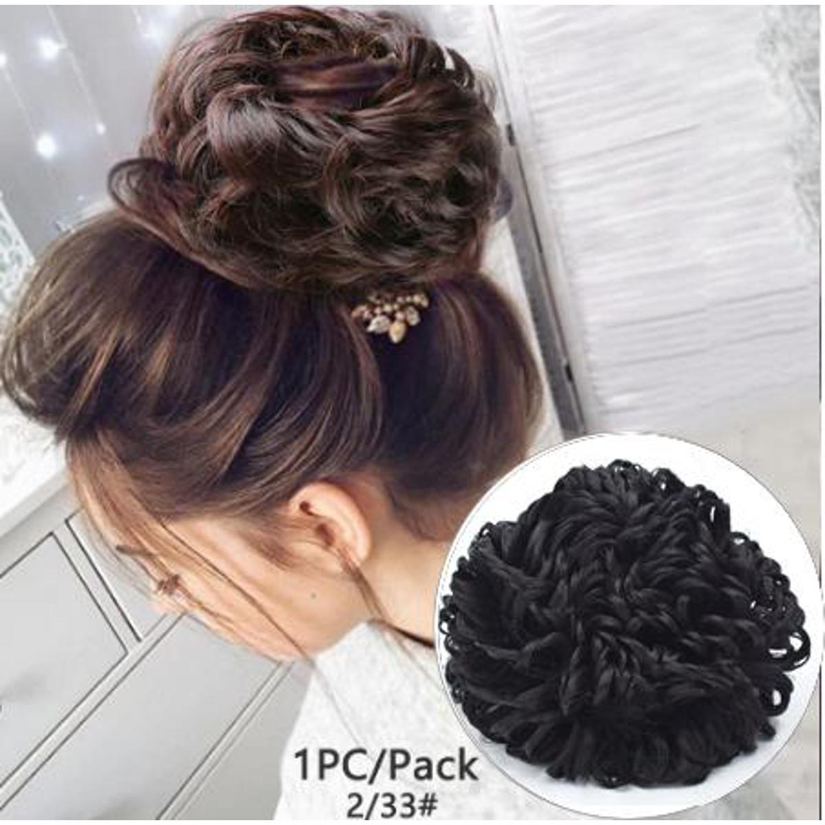 Fashion women wavy curly hair jura bun synthetic bun hair extension wig
