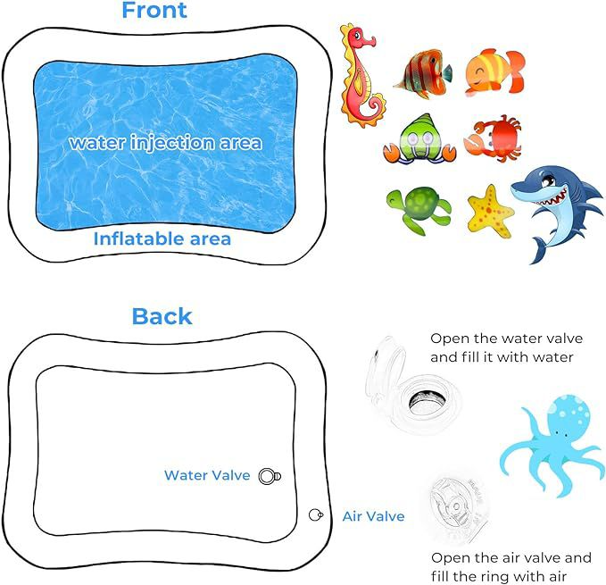 Inflatable Tummy Time Mat, Premium Baby Water Play Mat for Infants and Toddlers for 3 to 24 Months, Strengthen Your Baby's Muscles Water mat