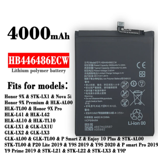 Huawei Y9s Battery Replacement HB446486ECW Battery with 4000mAh Capacity  Black