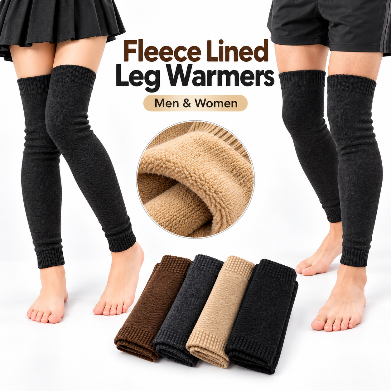 Winter Knee Fur Fleece Leg Warmer for Women Girls Skin Color Warmers for Outdoors Activities 1 Pair Men Women Cashmere Knee Braces - Cashmere Leg Warmer – Best - Leg Warmers For Men