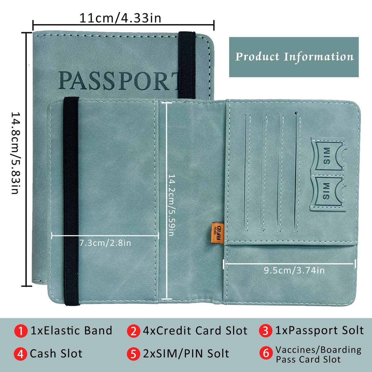 Passport Holder Wallet RFID Blocking Leather Travel Card Passport Cover Case Multiple Color