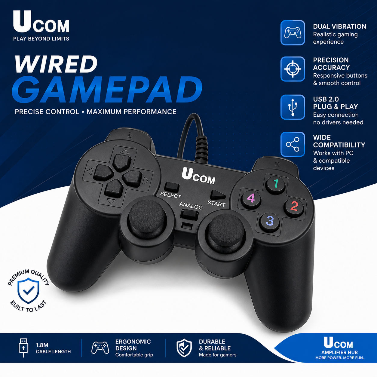 Branded JoyStick Wired USB 2.0 Black Gamepad Joystick Joypad Game Controller For PC Laptop Computer For Win7/8/10 XP