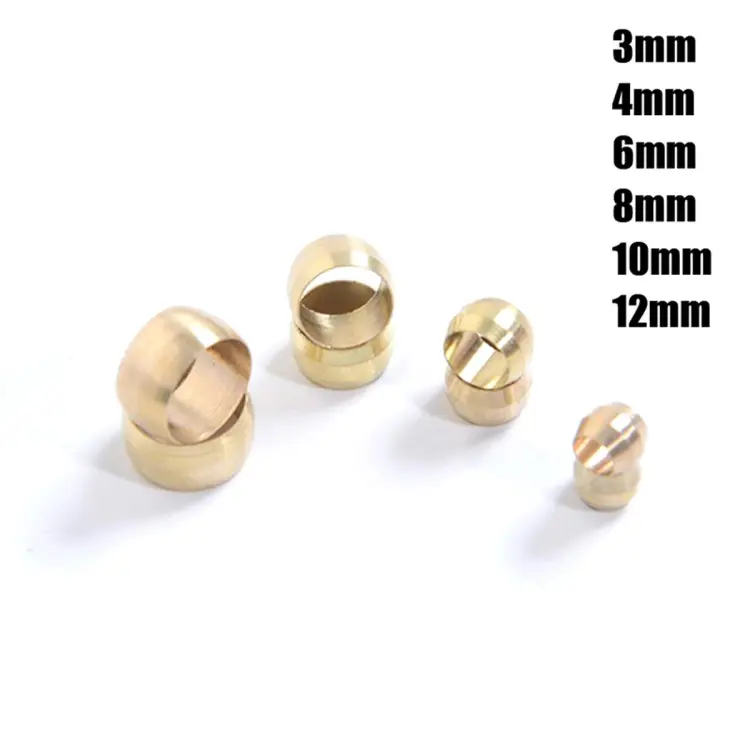 10mm Tube OD Brass Compression Sleeves Ferrules 10 Pcs Compression Fitting