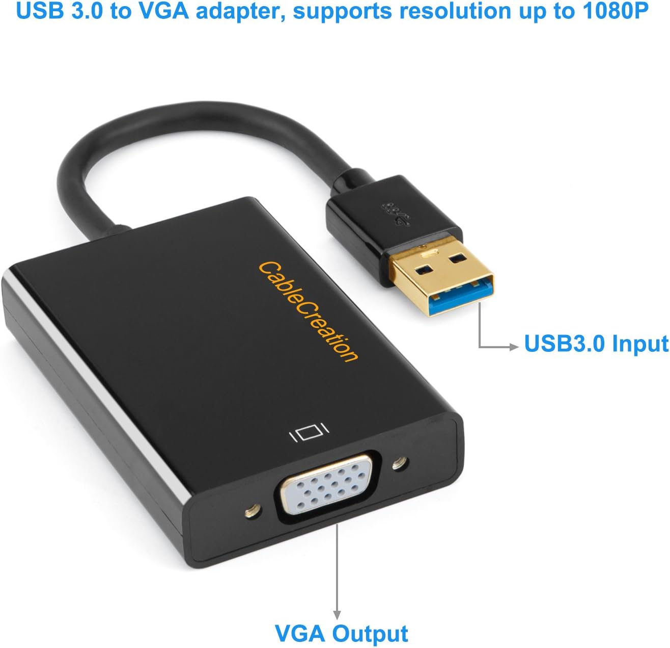 CableCreation USB to VGA Adapter (DisplayLink Chipset), VGA to