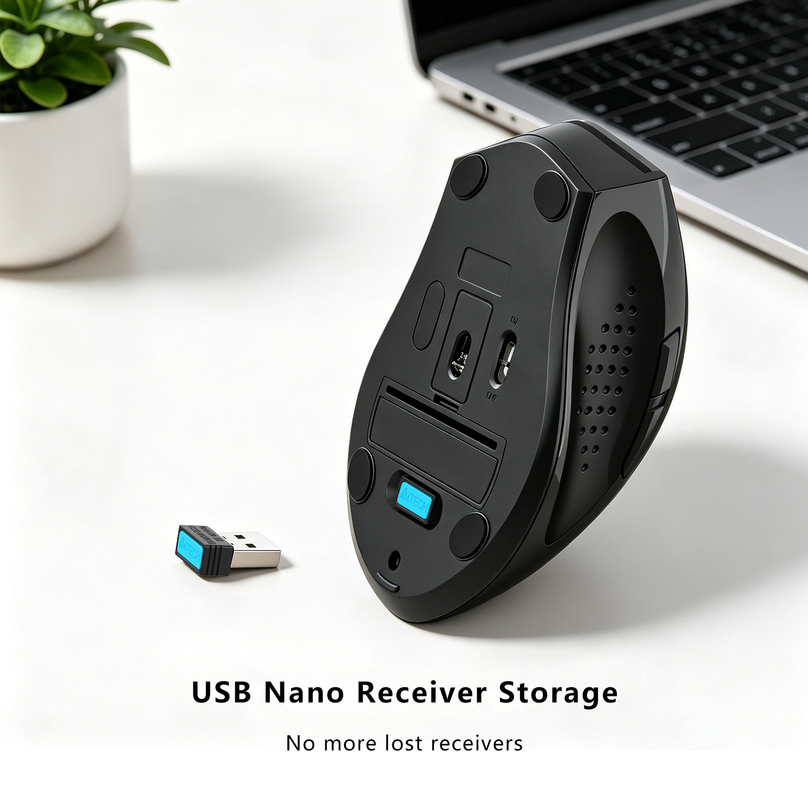 A4Tech Fstyler FG55S Plus 2.4G Wireless Mouse - 3200 DPI 5 Level Adjustable - Right-Handed Fit - Silent Clicks - For PC, Laptop, Tablet
