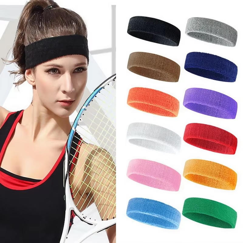Headbands Tennis Running Unisex Athletic Basketball Head Gear - Black