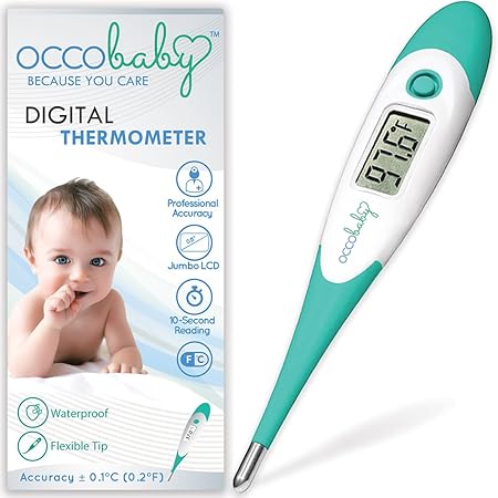 Digital Body Fever Check Machine For Testing Kids Adults & Babies Thermometer -Basic Body Thermometer Digital Oral Thermometer Reliable Rectal Thermometer Temperature Measuring Instrument with Waterproof Tip Perfect for The Whole Family Use (White)