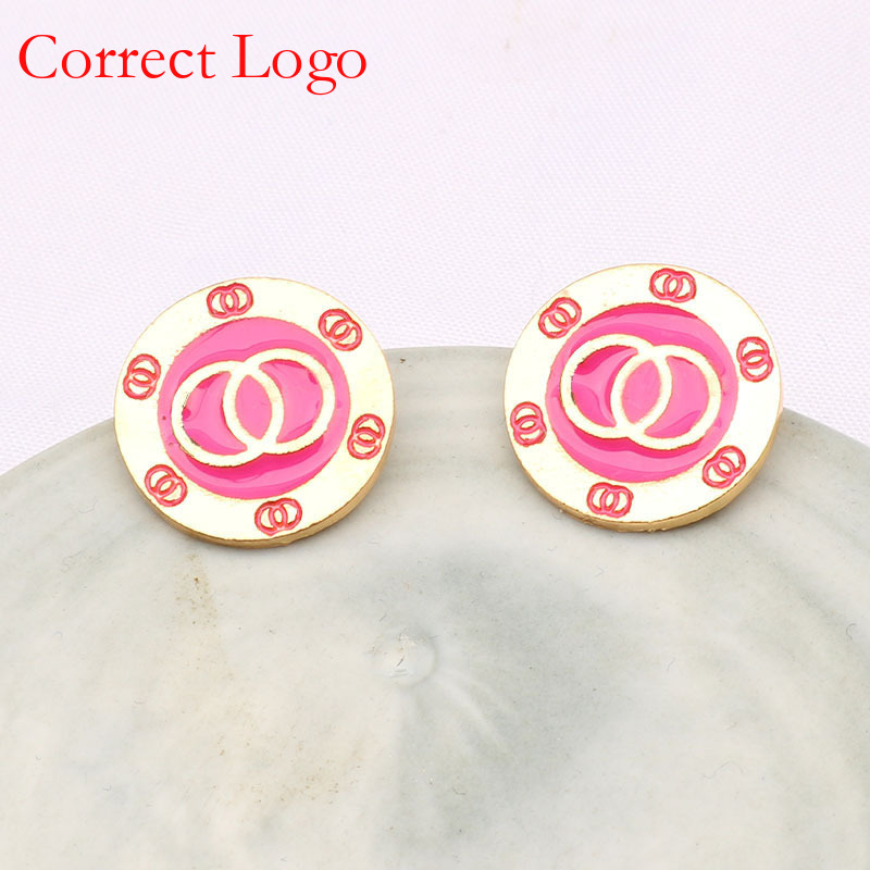 Nuevos pendientes coreanos coloridos estilo Chanel/doble C de círculo de alta calidad para mujer, pendientes elegantes y sencillos con esmalte vibrante, exquisitos_voghion.com