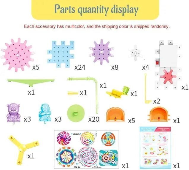 Electric Building Block Gear Toy Set DIY Plastic Brick Toys Colourful Building Block Large Particle Electric Gear Rotating Assembly Block Children Early Education Puzzle Fun Learning Blocks Gifts for Birthday