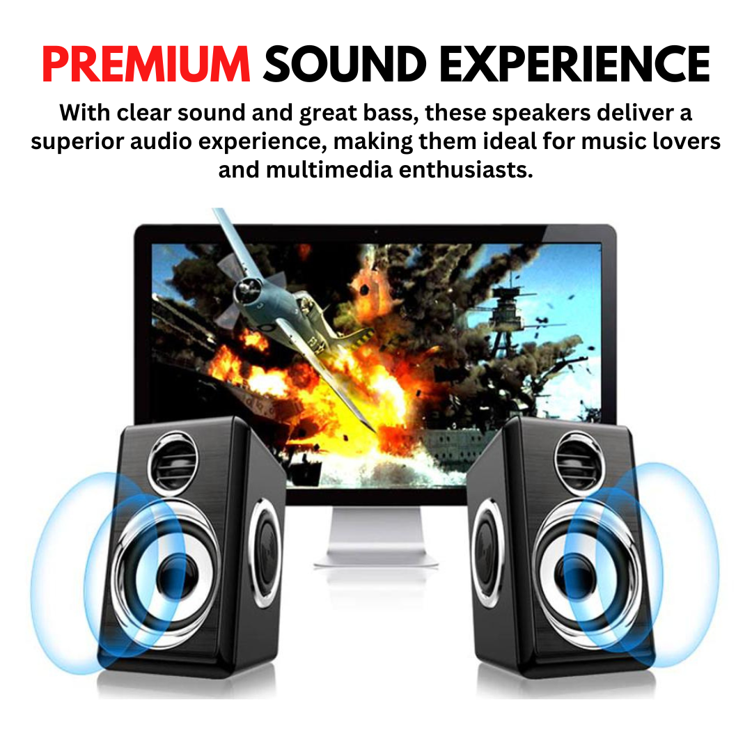 Computer Speakers With Heavy Bass Volume, 3.5mm Audio, USB Wired Powered Built-in Four Loudspeaker Diaphragm Multimedia Speaker for RGB Gaming PC, Laptops And Computers - Add-To-Cart