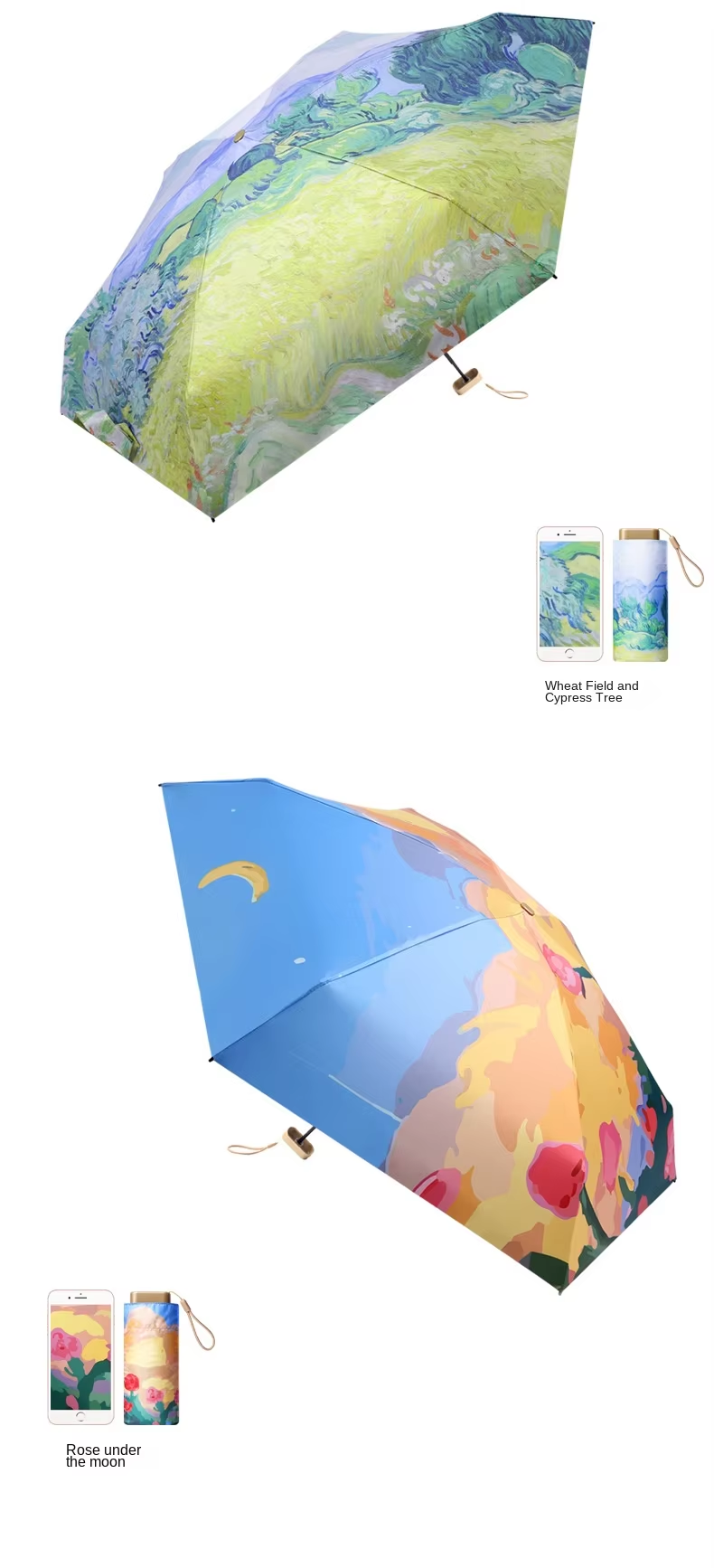 Mini pocket umbrella for rain, folding vinyl umbrella with UV ultraviolet protection, pocket sunshade, capsule - Lite Green