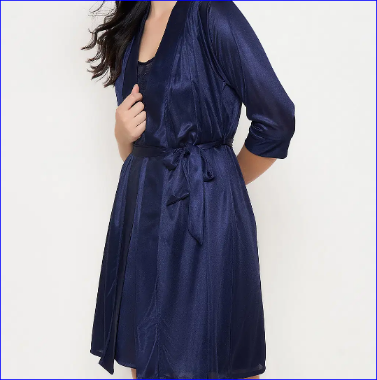 Basic Short Night Dress &  Set in Navy -