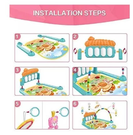 Imported Quality Baby Mat 3 in 1 Large Size  | Baby Gym Play Mat | Play Mat for Kids | Play Gym for Babies | Indoor Games for Kids | Baby Play Mat with Hanging Toys | Piano Fitness Rack | Baby Gym | Play Mat | Play Mat for Baby**