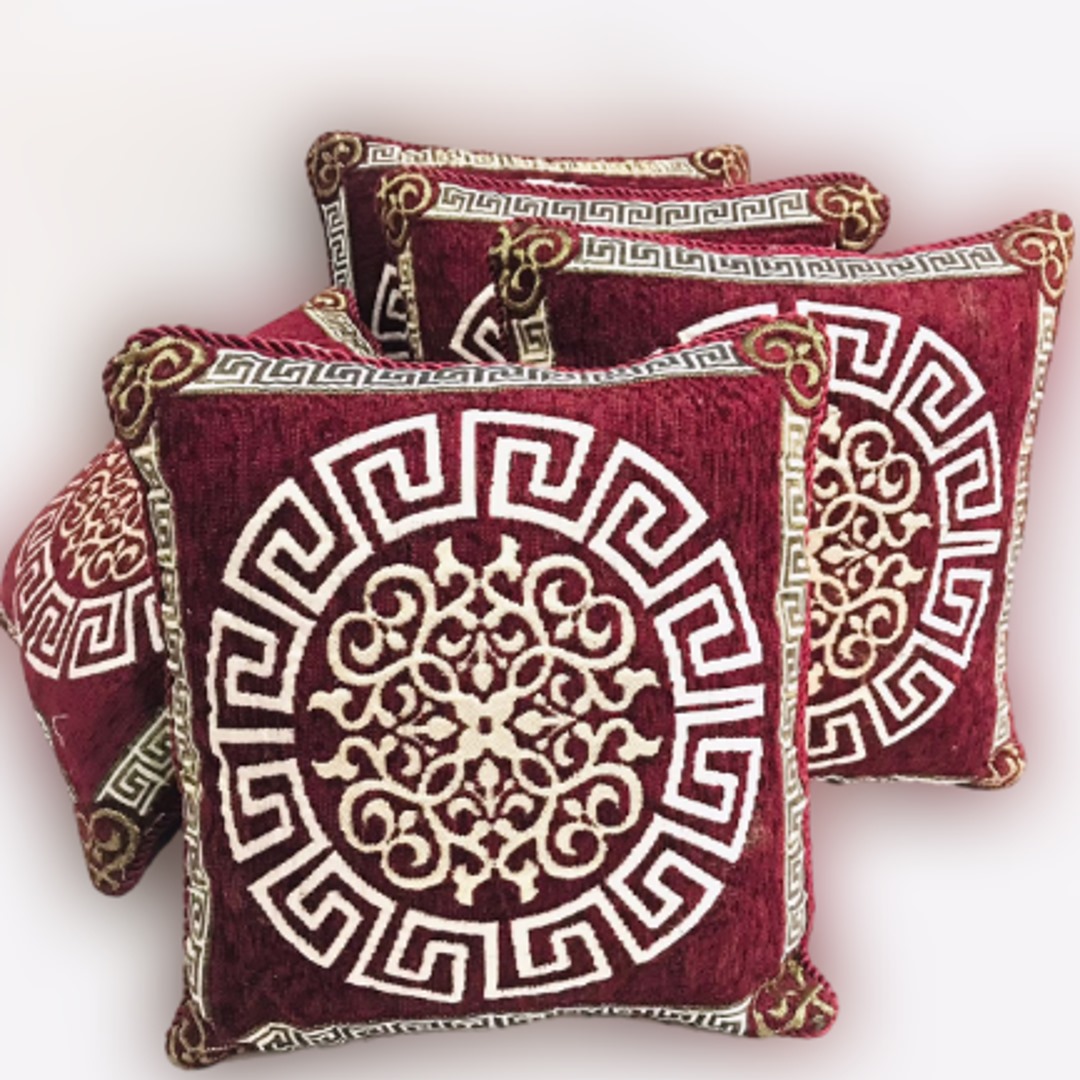 Velvet Jacquard Cushion Covers Set - 6 Pcs, 15x15 Inches, High-Quality Fabric