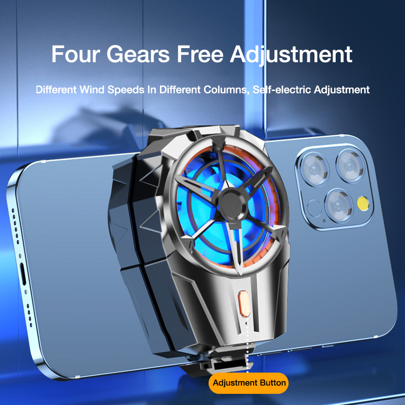 X52 Wireless Mobile Cooling Fan For Mobile Rechargeable Battery With Three Speed Gears Heat Sink Radiator Fan For Gaming PUBG Adjustable Portable Phone Gamepad Holder Phone Radiator Game Silent Cooler Gaming Fan For PUBG Free Fire Trigger Controller