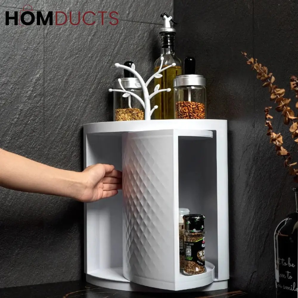 NEXT TAG 360° Rotating Washroom Corner Cabinet – Tree Design Wall Mounted Plastic Bathroom ...