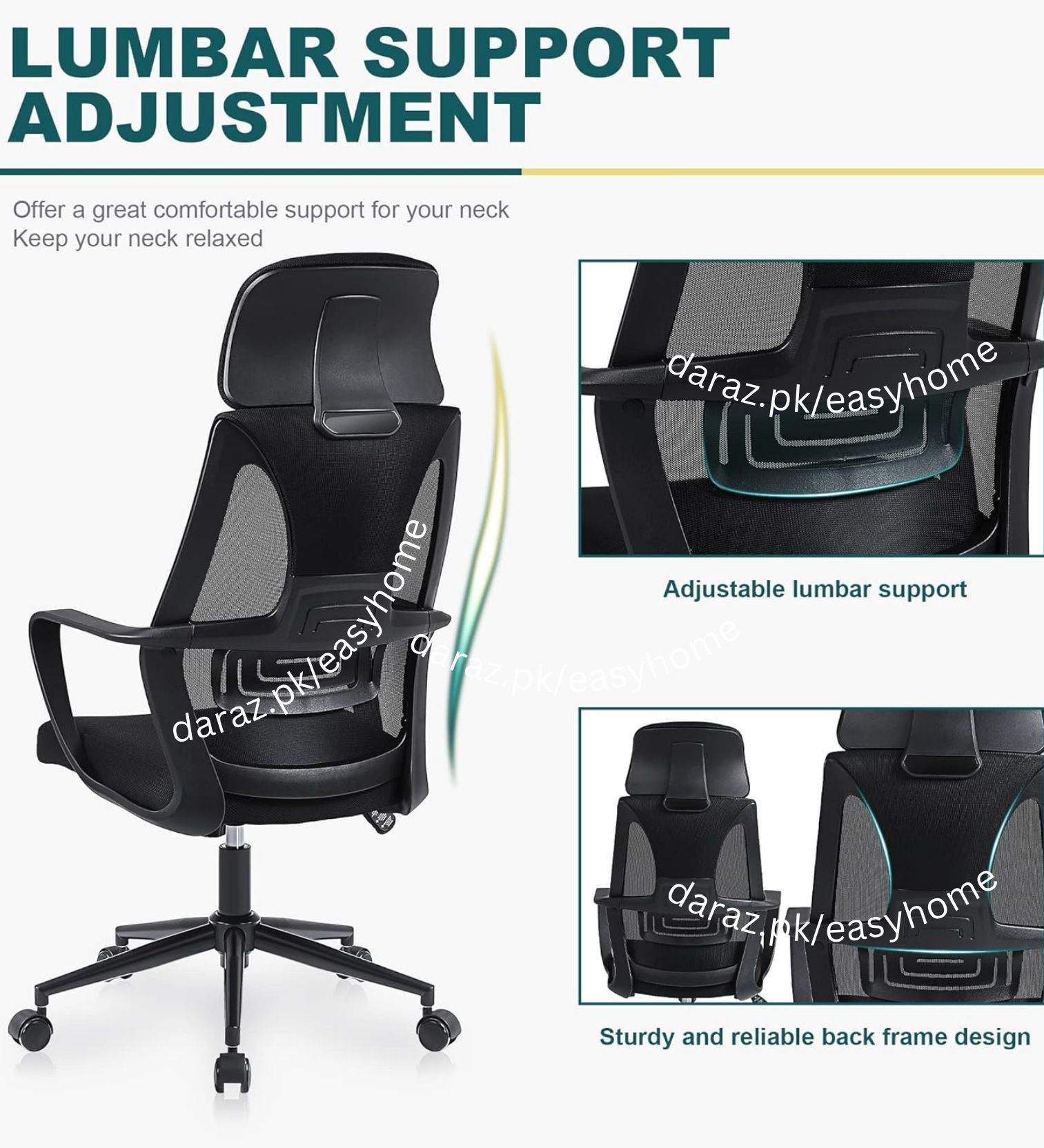 Office Chair Adjustable Computer Swivel Modern Ergonomic home Chair Fabric Mesh Chair with Back Support Arms and Wheels for Home Work and Students Study Black