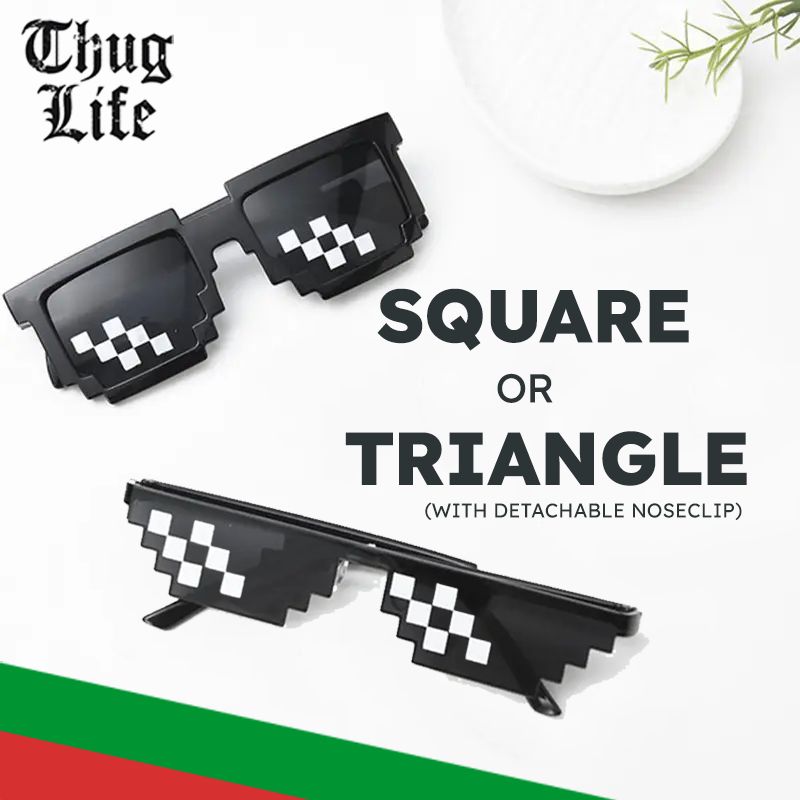Thug Life Sunglasses for TikTok PUBG PS5 - Black Pixelated Glasses