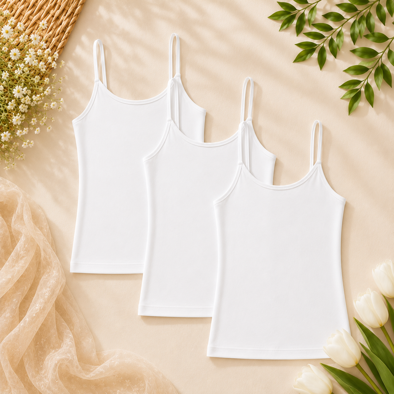 Camisoles for Kids Tank Top Shameez for Girls Premium Quality Luxury Stretchable Cotton – Comfortable, Versatile for Layering or Loungewear | Age 2–3 Years