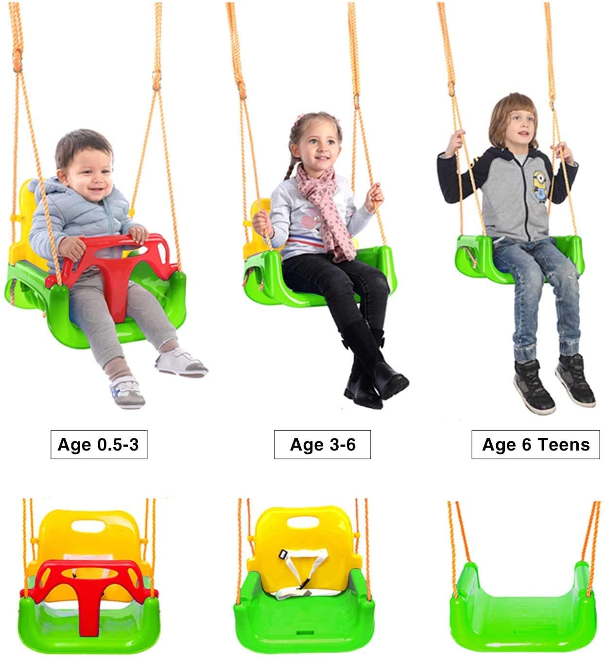 Toddler Swing for Indoor Outside Backyard AntiFlip Snug & Secure