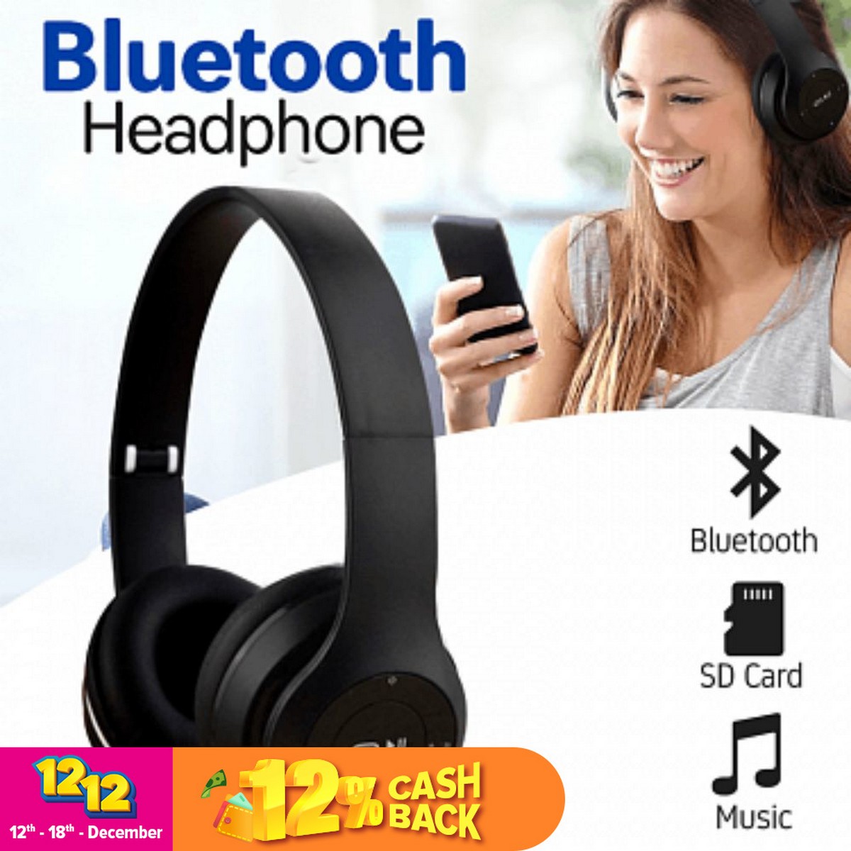 Special Edition P47 Headphone with Pop Window Over The Ear Wireless Bluetooth Headphone Support Sd Card