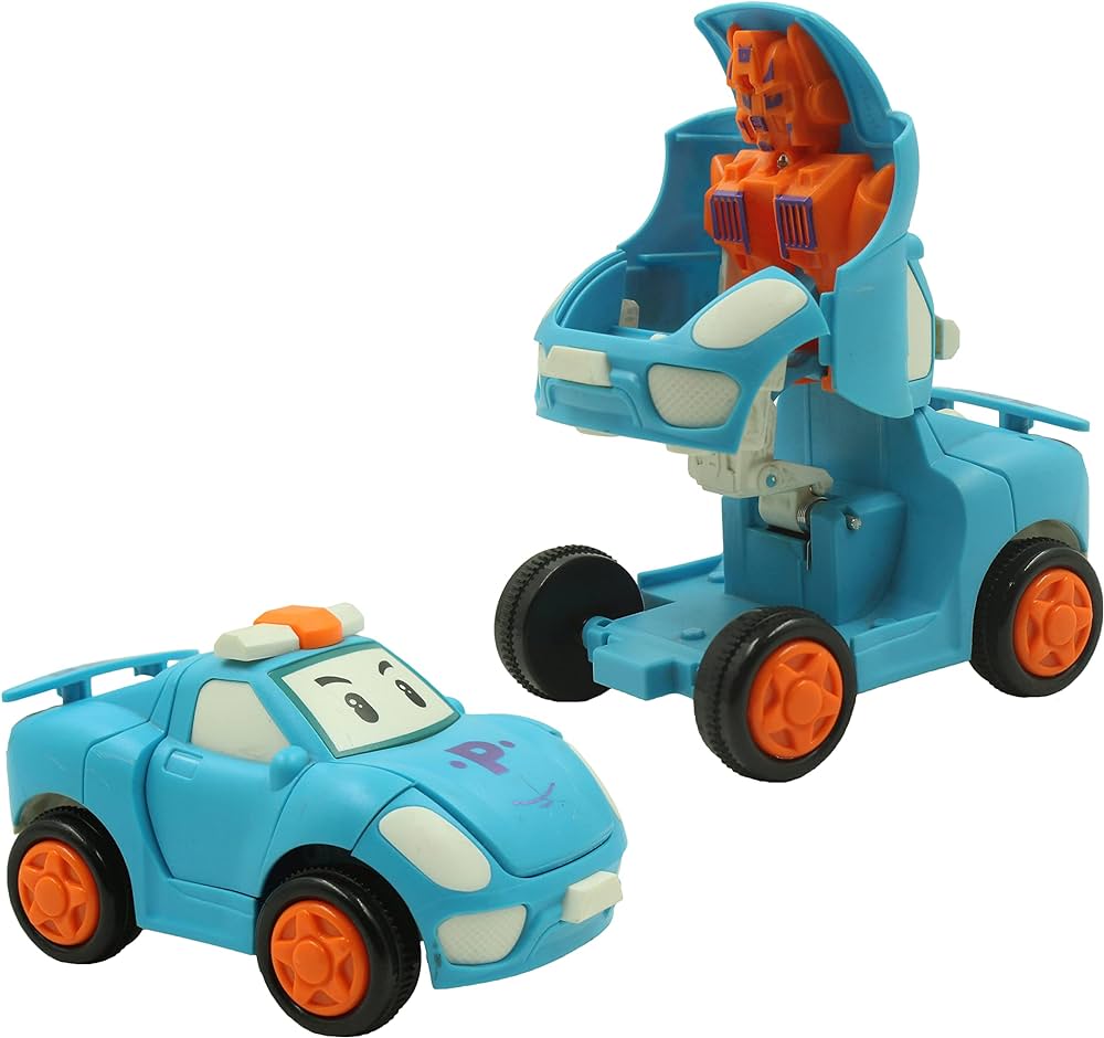 1 Pc - Pull Back Robot Car Toy - Push & Go Convert Robot Cars Toys For Kids Boys Girls Baby Babies Friction Powered Vehicle