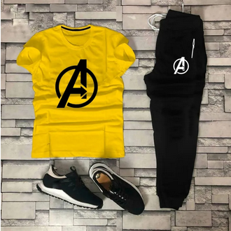 Trendy Fashion Avenger A Printed Tracksuit T-shirt & Trouser Cotton Jersey Ellegant Summer Collection tshirt Gym Sports Outdoor Casual Wear Track Suits for Men at Full Circle Clothing