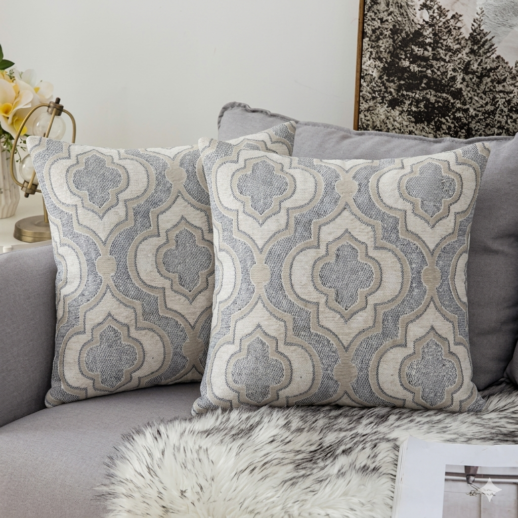 Thick Velvet Jacquard Cushion Covers 16"×16" , 18"×18"  Cushion Covers By AL ZOHRA