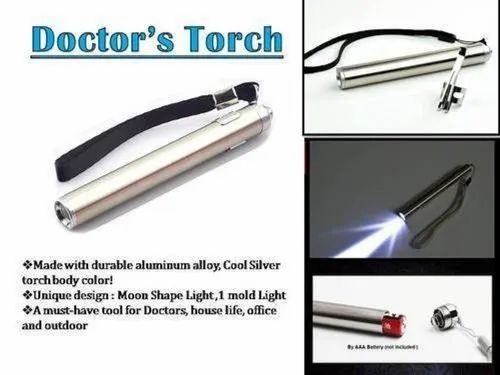 Doctor Torch Super Bright Led Torch AAA Batteries Metal Body For Home & Outdoor Sport Doctor Egg Cuddling