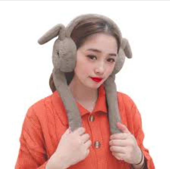 Trending Moving Ear Plush Earmuffs for Kids & Girls – Cute Soft Winter Ear Warmers with Jumping Bunny Ears – Interactive TikTok Style Warm Headband - Women Cute Cat Earmuffs for Girls Children Winter Warm Fur Soft Cashmere Ear Muffs