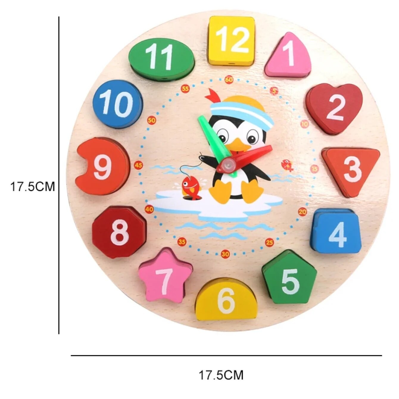 Doodles Best Selling High Quality Montessori Inspired Wooden Clock Educational Toy for Kids - Enhances Cognitive Development & Hand-Eye Coordination in Children Aged 3-6 Years