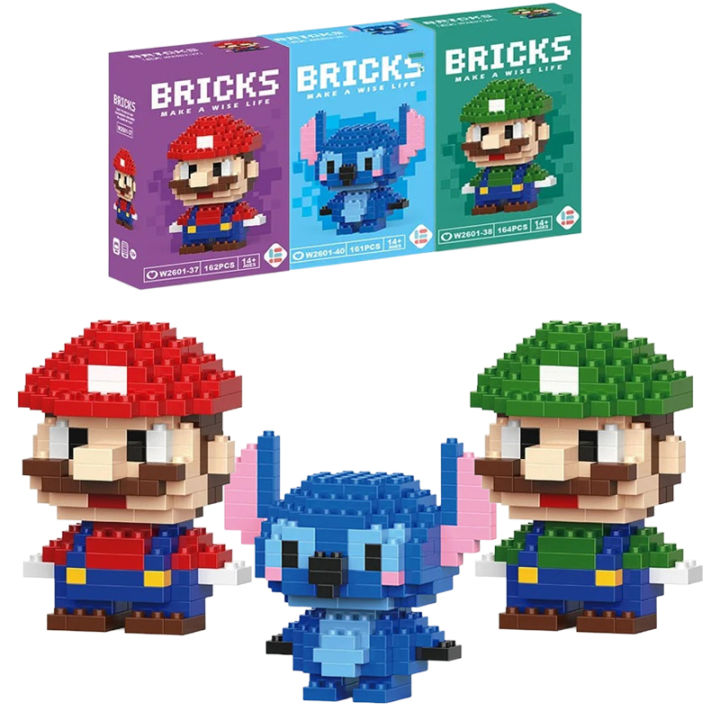 Lego Mini Bricks Toys- Mario - Pickachu- Mickey Mouse - Sponge Bob _ Lego Bricks Cube _ Toys For Kids Blocks- Building Blocks_ Character Blocks Bricks Toy