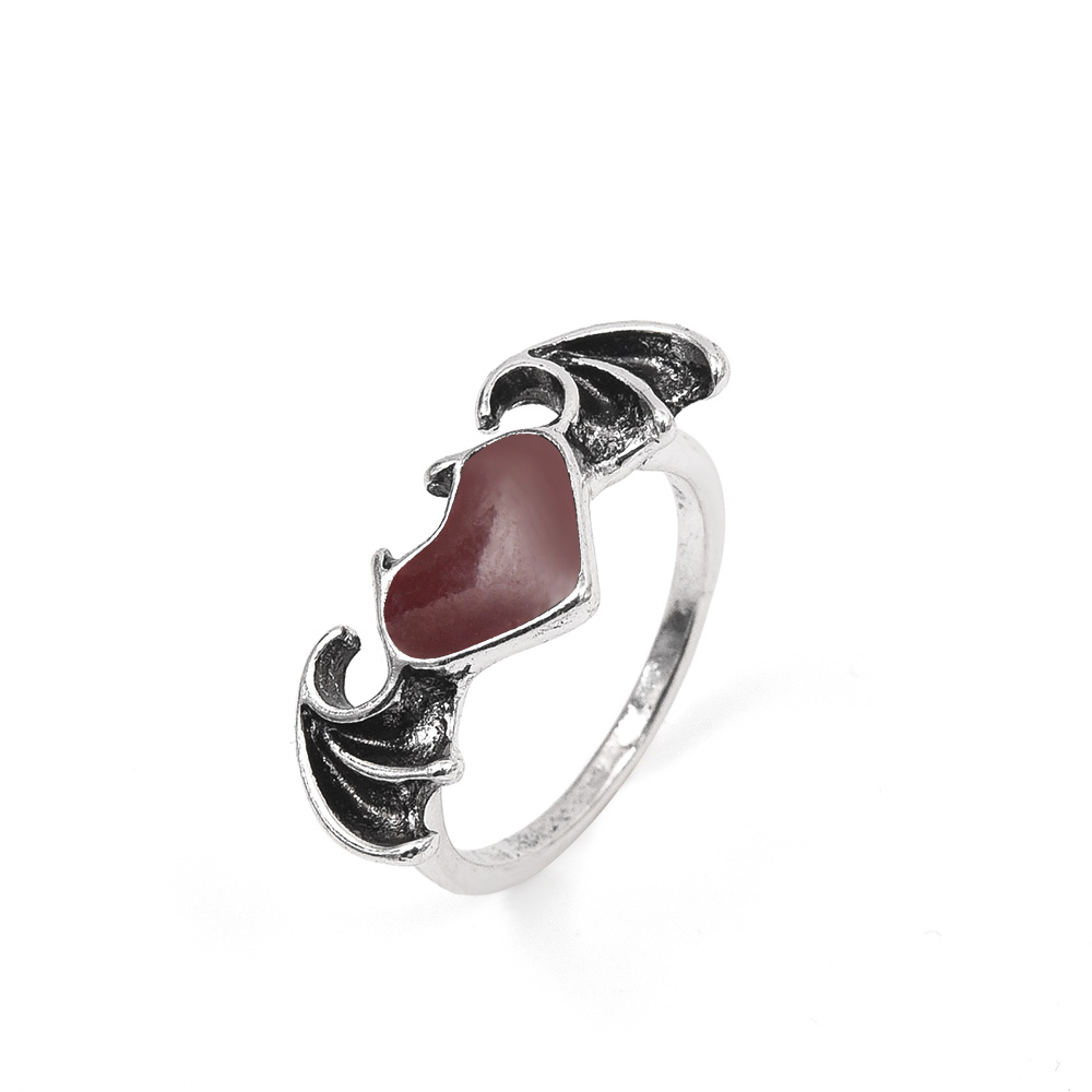 2Colors Vintage Gothic Punk Black Red Love Heart Rings Finger