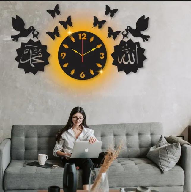 Sajaawat Bazaar | Wall Clock 3D 24 inch Wooden Watch DIY Design Decoration Quartz Numeric For Home Decor Living Room And Offices And For Gifts